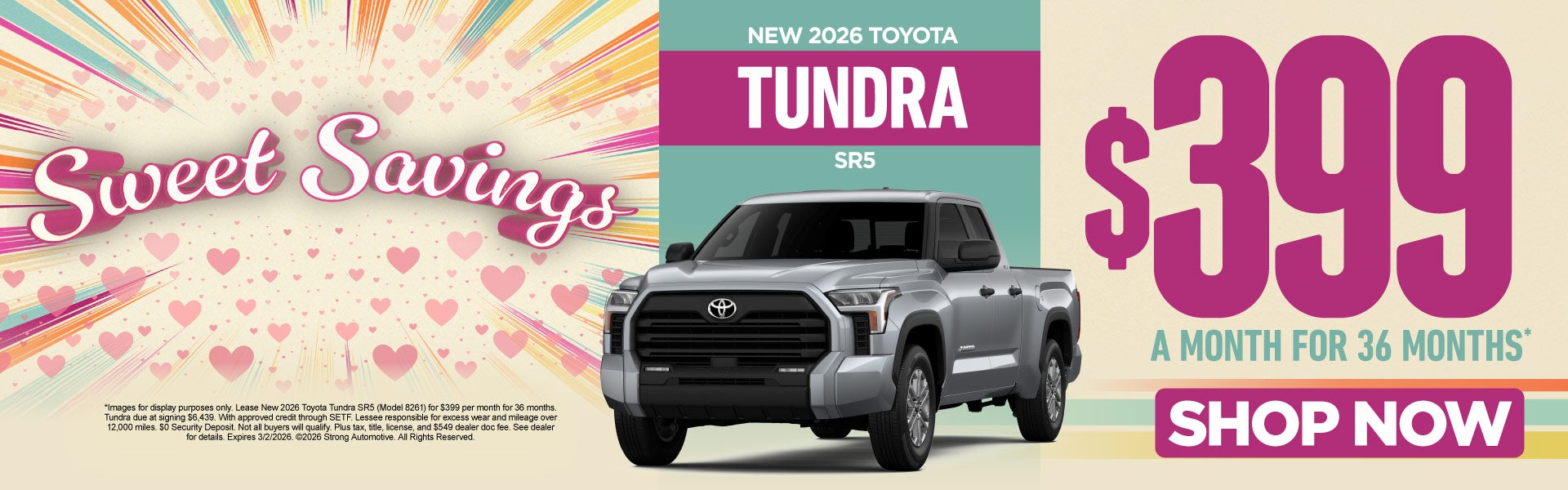 NEW 2026 TOYOTA TUNDRA SR5 "$399/mo for 36 months* "